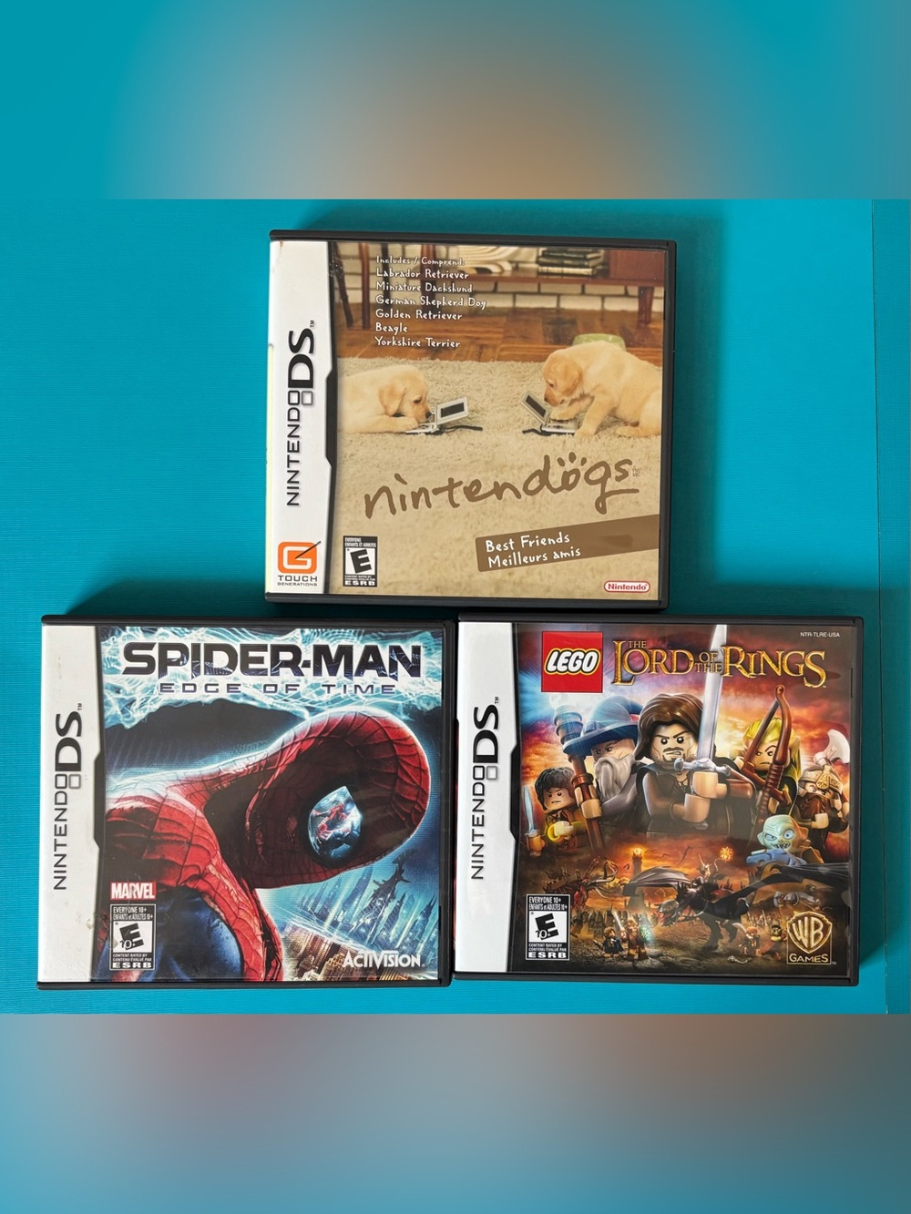 Nintendo DS Game Lot (Spider-Man, Nintendogs, Lego Lord of the Rings)